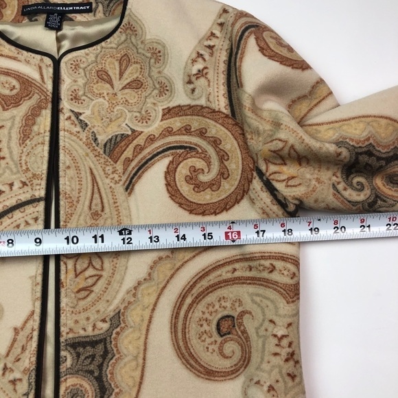 Vintage Linda Allard Ellen Tracy Open Front Jacket Blazer Paisley Wool Cashmere - Picture 5 of 10